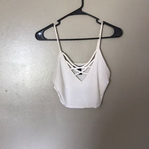 White cross crop top